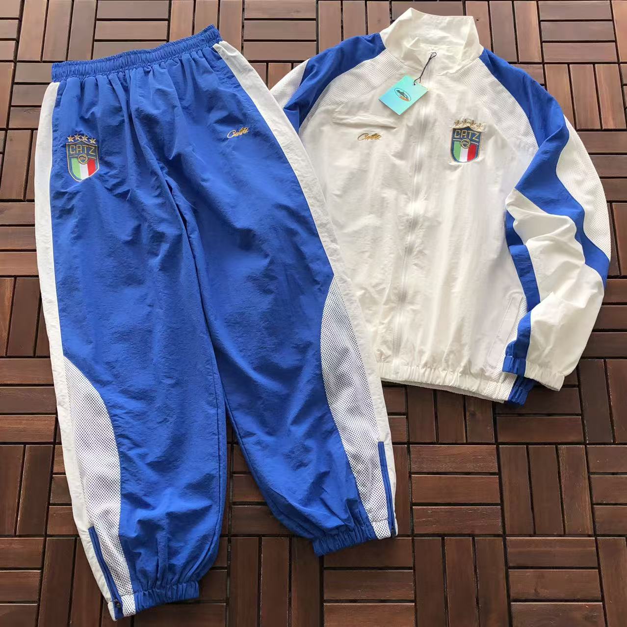 Conjunto Corteiz Shellsuit Tracksuit Italy Crtz White/Blue